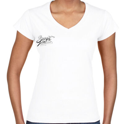Ladies Black Mako Tee - GILDAN Womens Slimfit V-neck Tee Thumbnail